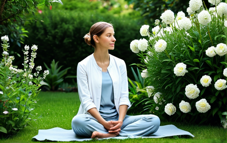 Serene Self-Reflection**

"A woman, fully clothed in a comfortable, modest outfit, sitting peacefully in a garden, reflecting. Soft, natural lighting. In the background, lush greenery and blooming flowers. Focus on inner peace and mindfulness. Perfect anatomy, correct proportions, natural pose, well-formed hands, proper finger count, safe for work, appropriate content, professional, modest, family-friendly. High quality, detailed."

**