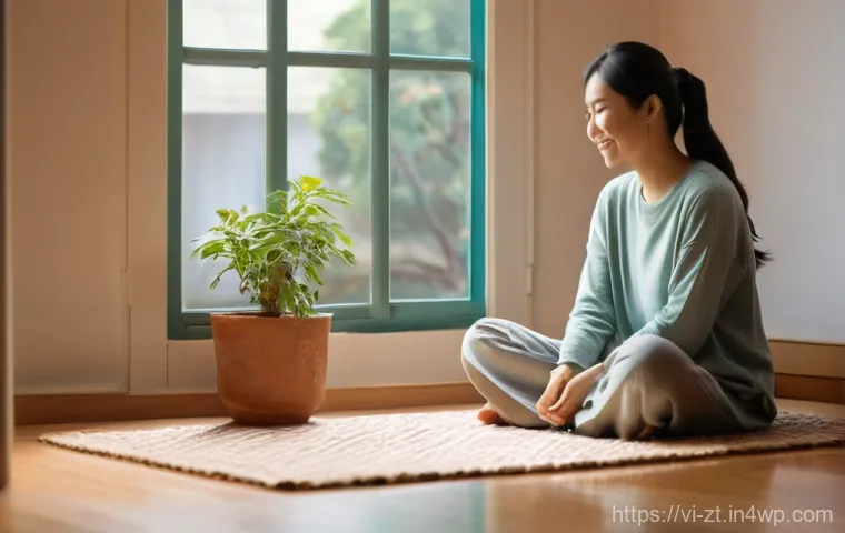 정신적 회복탄력성을 위한 행복한 습관 - **Prompt:** A young Vietnamese woman in her late 20s, dressed in comfortable, modest loungewear (suc...