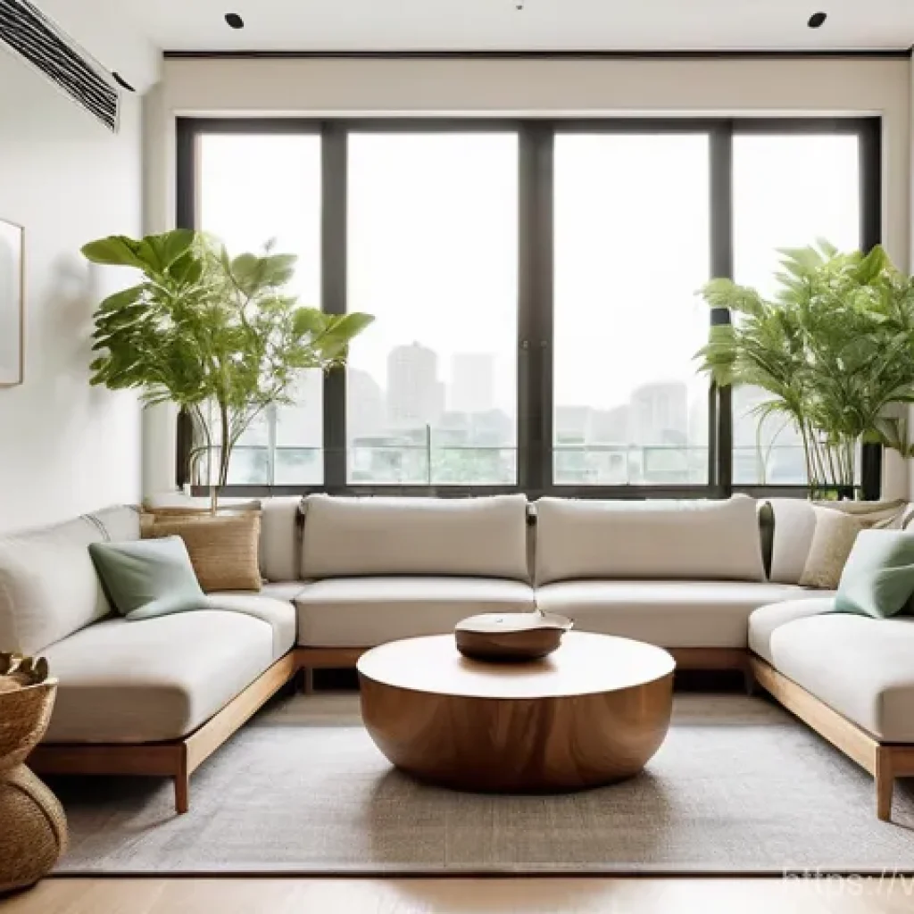 정신적 회복탄력성을 위한 환경 조성하기 - **Prompt:** A tranquil and meticulously organized modern apartment living room bathed in soft, natur...