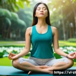 정신적 회복탄력성을 위한 온라인 자원 - A peaceful Vietnamese woman in casual comfortable clothing practicing mindfulness meditation outdoor...